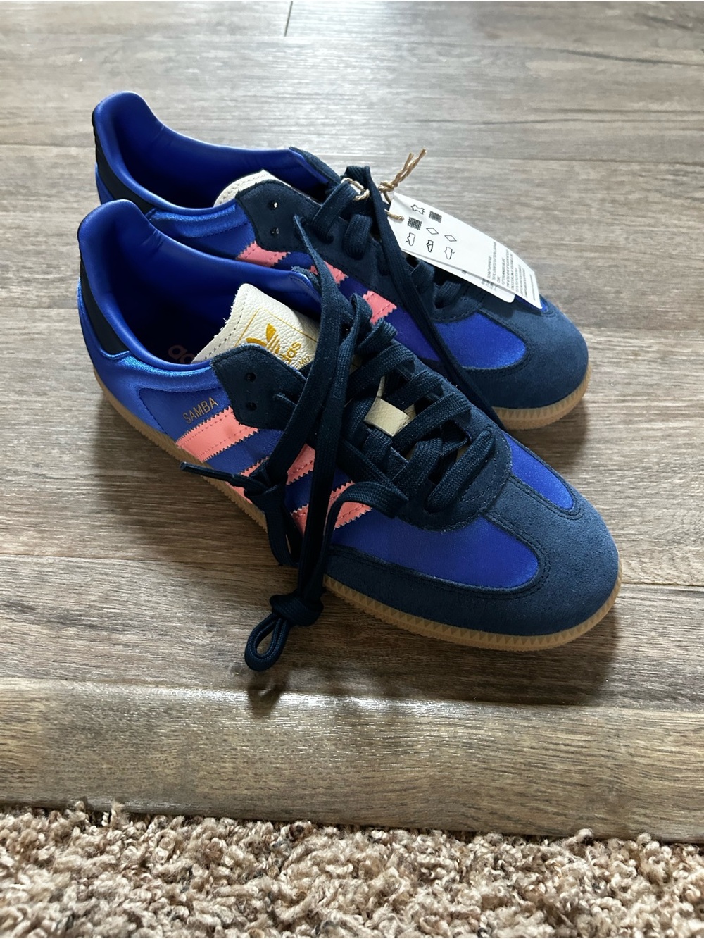 adidas Samba Sneakers in Navy and Pink Accents